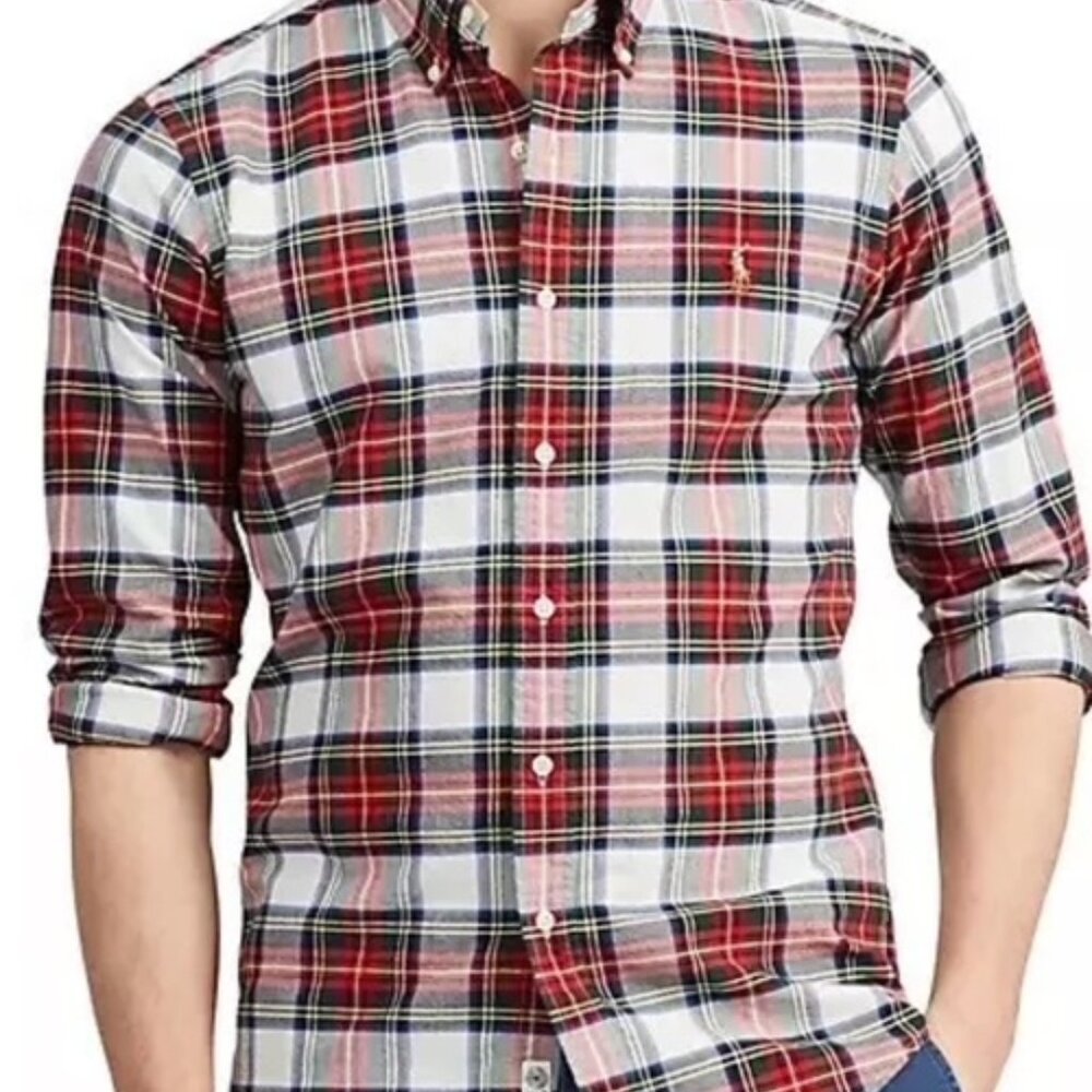 Ralph Lauren men's red plaid oxford classic fit button down Size M